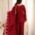 Wine glass roman silk embroidered kurta set with farshi shalwar & dupatta