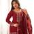 Wine glass roman silk embroidered kurta set with farshi shalwar & dupatta