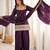 Purple glass roman silk embroidered kurta set with farshi shalwar & dupatta