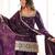 Purple glass roman silk embroidered kurta set with farshi shalwar & dupatta