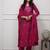 Women's premium embroidered pure cotton angrakha kurta pant dupatta set