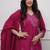 Women's premium embroidered pure cotton angrakha kurta pant dupatta set