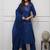 Women's premium embroidered pure cotton angrakha kurta pant dupatta set