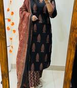 Women's premium handworked pure cotton kurta pant dupatta set