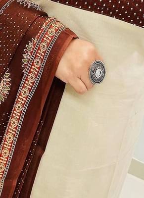 Women's premium mirror embroidered pure cotton kurta pant dupatta set 4