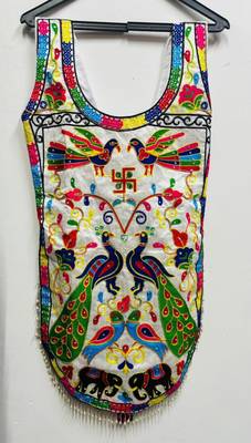 White embroidered cotton u-neck blouse 2