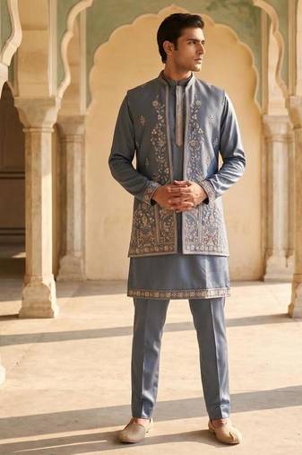 embroidery and sequence work heavy armani mens indo western