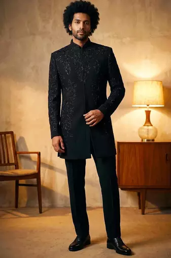 embroidery and beads work heavy armani mens indo western