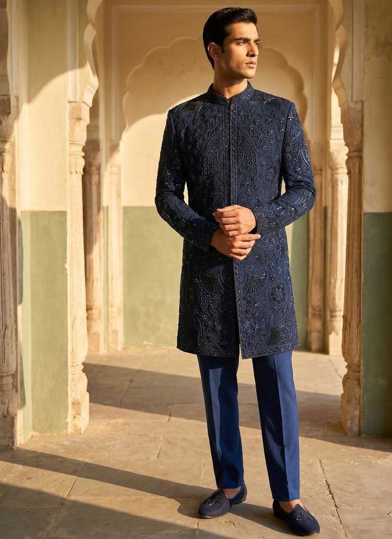 embroidery and beads work heavy armani mens indo western