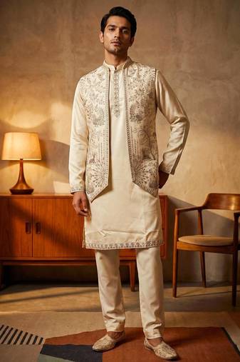 embroidery and sequence work heavy armani mens indo western