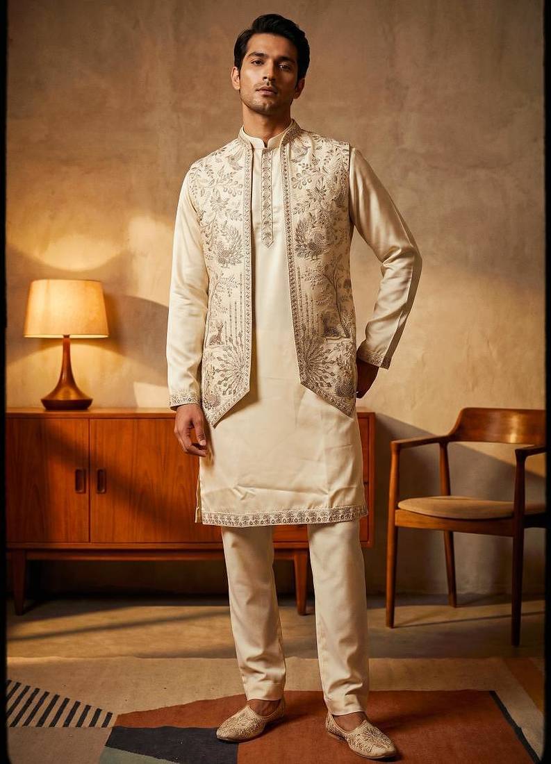 embroidery and sequence work heavy armani mens indo western