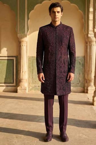 embroidery and beads work heavy armani mens indo western
