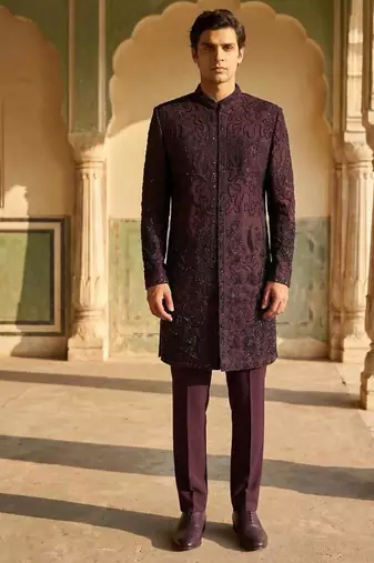 embroidery and beads work heavy armani mens indo western