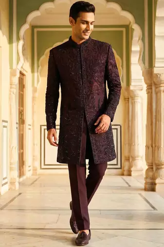 embroidery and beads work heavy armani mens indo western
