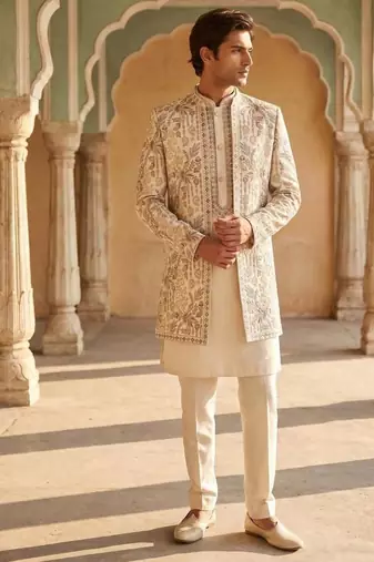 embroidery and sequence work heavy armani mens indo western