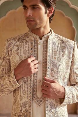 embroidery and sequence work heavy armani mens indo western 2