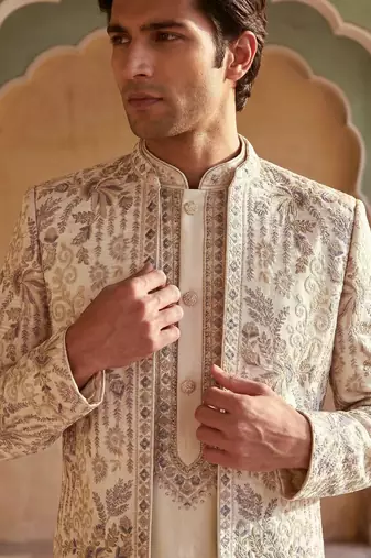 embroidery and sequence work heavy armani mens indo western