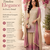 Beige & blush pink embroidered georgette free size stiched kurta palazzo set with dupatta for women