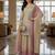 Beige & blush pink embroidered georgette free size stiched kurta palazzo set with dupatta for women