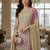 Beige & blush pink embroidered georgette free size stiched kurta palazzo set with dupatta for women