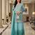 Blue embroidered georgette free size stiched kurta palazzo set with dupatta for women