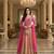 Luxury pink embroidered faux georgette anarkali free size stiched kurta set with dupatta for women