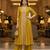 Yellow printed flared georgette free size stiched kurta palazzo set with dupatta for women