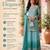 Blue embroidered georgette free size stiched kurta palazzo set with dupatta for women