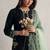 Black roman glass silk farshi suit with sequins & rivet moti
