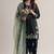 Black roman glass silk farshi suit with sequins & rivet moti