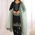 Black roman glass silk farshi suit with sequins & rivet moti