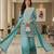 Blue embroidered georgette free size stiched kurta palazzo set with dupatta for women