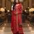 Red printed flared georgette free size stiched kurta palazzo set with dupatta for women
