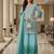 Blue embroidered georgette free size stiched kurta palazzo set with dupatta for women