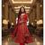 Red printed flared georgette free size stiched kurta palazzo set with dupatta for women