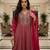 Elegant dark pink heavy georgette anarkali free size stiched kurta with dupatta for women