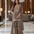 Grey embroidered chanderi free size stiched kurta sharara set with dupatta for women