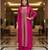 Pink printed flared georgette free size stiched kurta palazzo set with dupatta for women