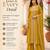 Yellow printed flared georgette free size stiched kurta palazzo set with dupatta for women
