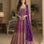 Luxury purple embroidered faux georgette anarkali free size stiched kurta set with dupatta for women