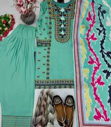 Heavy natural silk palazzo set with embroidery & digital dupatta