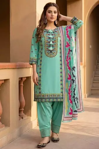 Heavy natural silk palazzo set with embroidery & digital dupatta