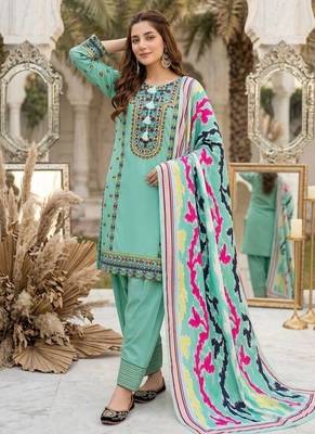 Heavy natural silk palazzo set with embroidery & digital dupatta 1
