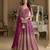 Luxury magenta embroidered faux georgette anarkali free size stiched kurta set with dupatta for women