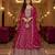 Dark pink embroidered heavy viscose anarkali free size stiched kurta set with dupatta for women