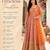 Luxury orange embroidered faux georgette anarkali free size stiched kurta set with dupatta for women