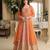 Luxury orange embroidered faux georgette anarkali free size stiched kurta set with dupatta for women