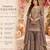 Grey embroidered chanderi free size stiched kurta sharara set with dupatta for women