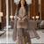 Grey embroidered chanderi free size stiched kurta sharara set with dupatta for women