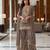 Grey embroidered chanderi free size stiched kurta sharara set with dupatta for women